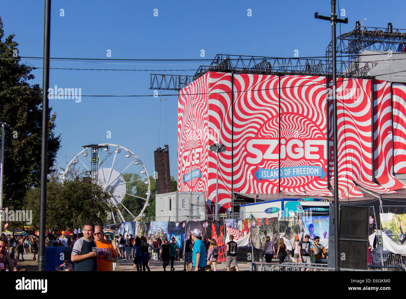 Unidentified people on the Sziget Festival in Budapest. Stock Photo