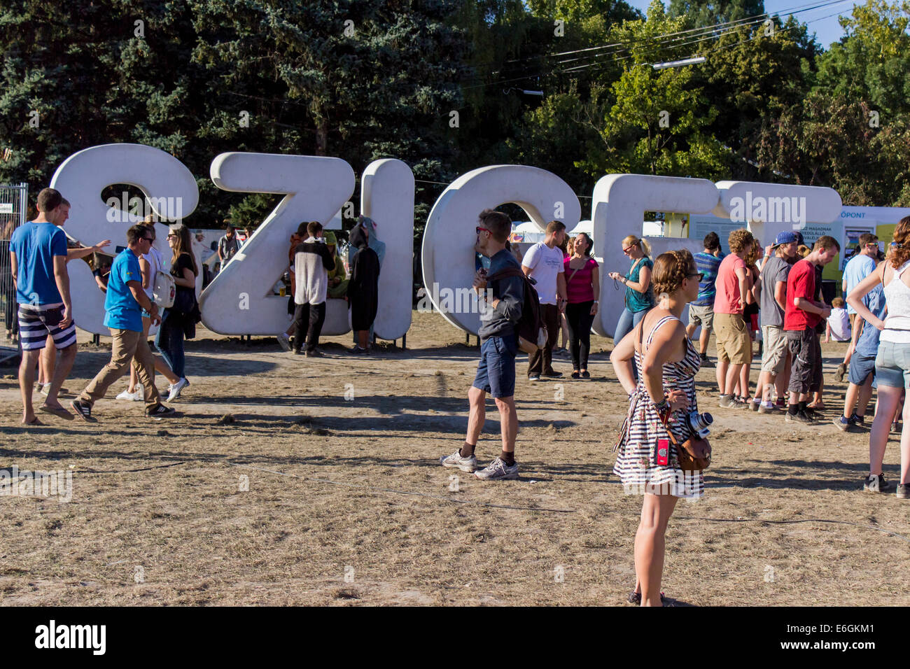 Unidentified people on the Sziget Festival in Budapest. Stock Photo