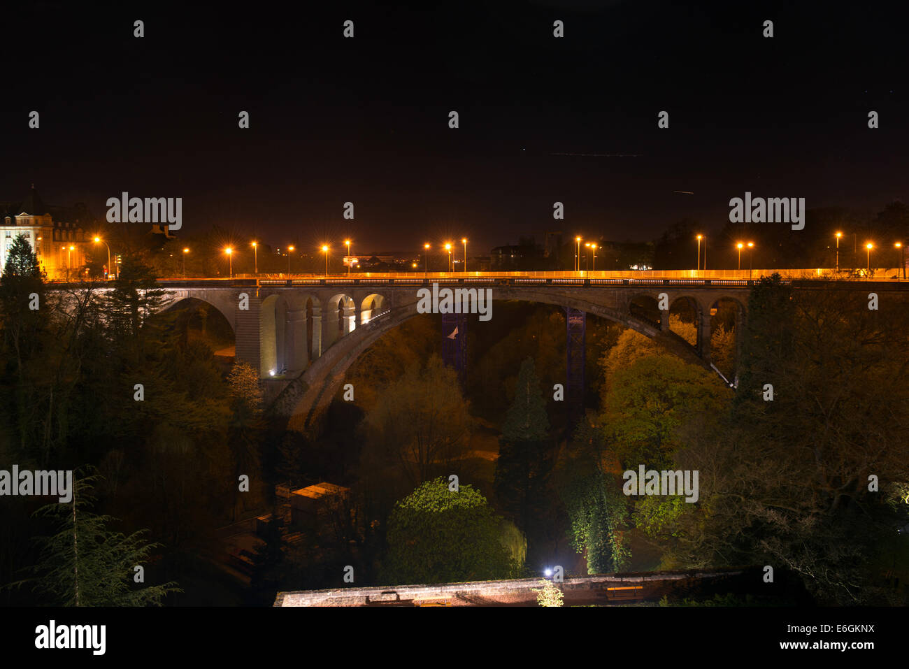 Pont Adolphe Bridge in Luxembourg City at night Stock Photo - Alamy