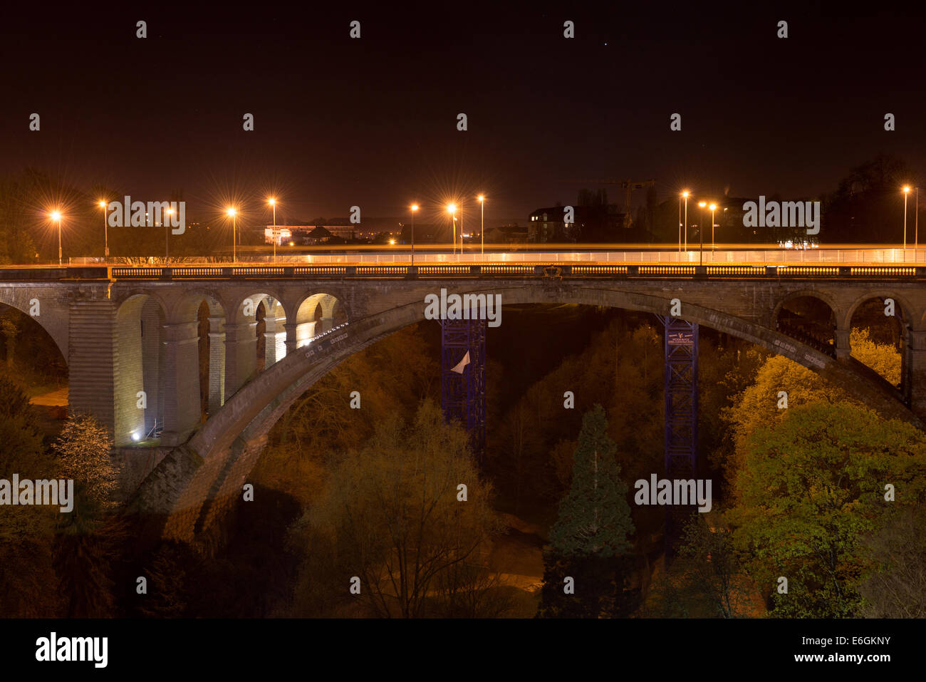 Pont Adolphe Bridge in Luxembourg City at night Stock Photo - Alamy