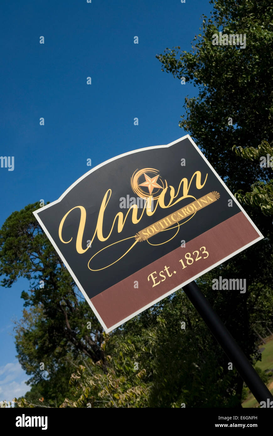 Union South Carolina Welcome Sign USA Stock Photo