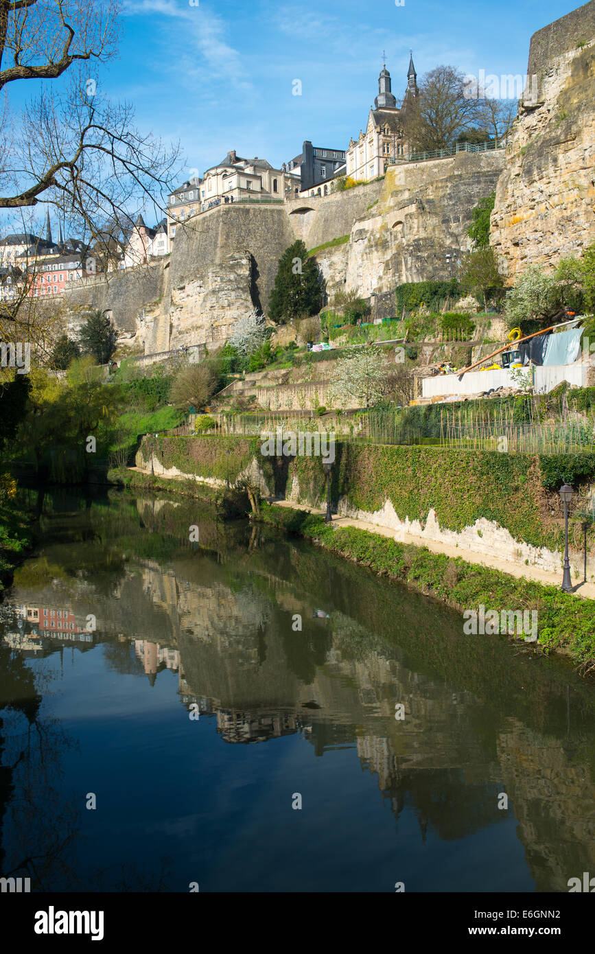 Downtown of Luxembourg City, view with Alzette river Stock Photo - Alamy