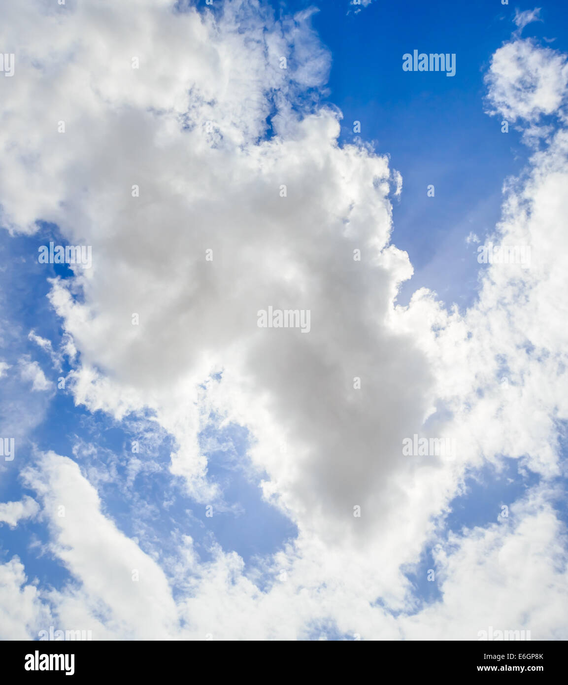 Beautiful bright blue sky with white cloud from the ant's eye view Stock Photo