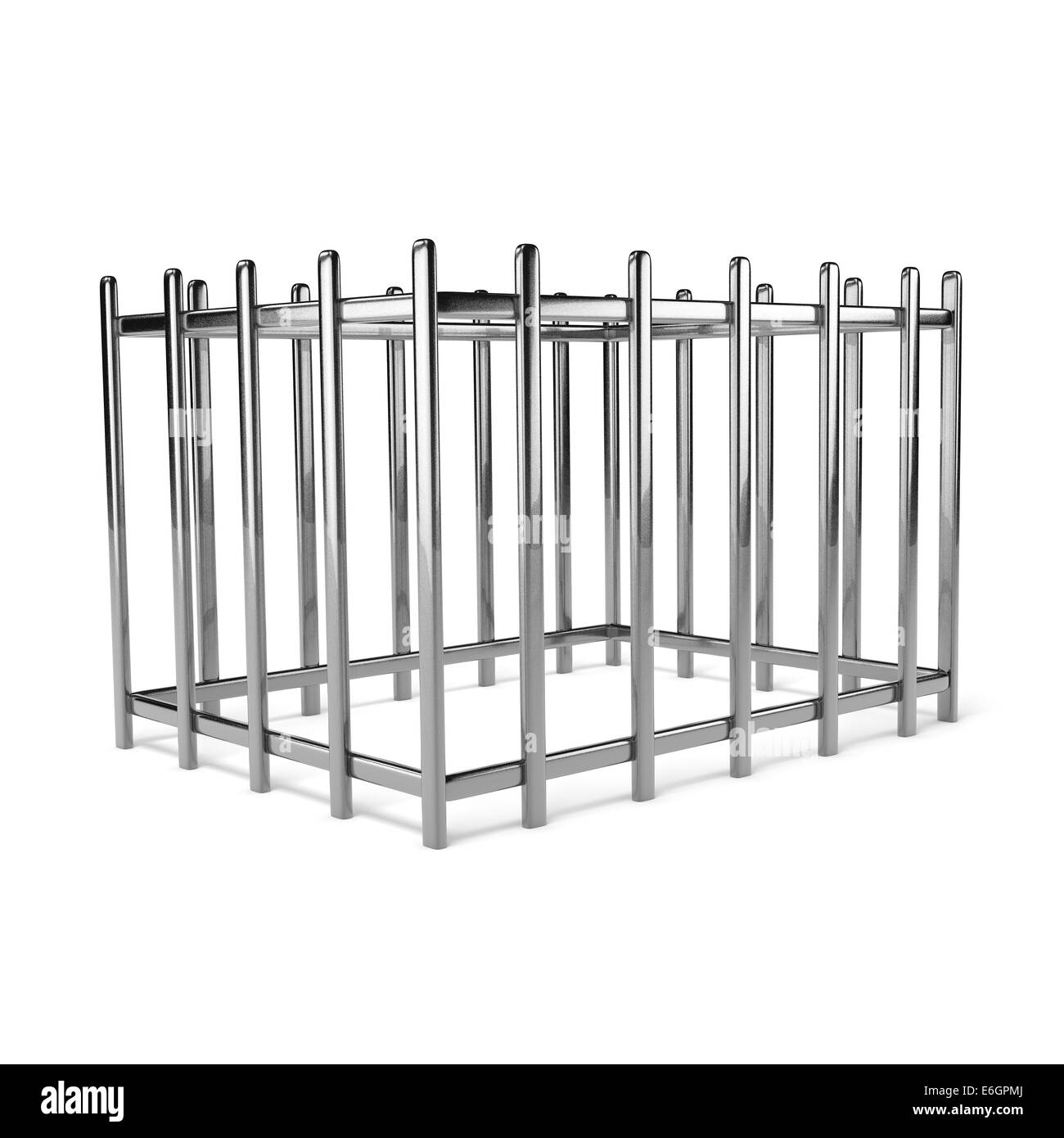 Iron Empty Cage on White Background 3D Illustration Stock Photo