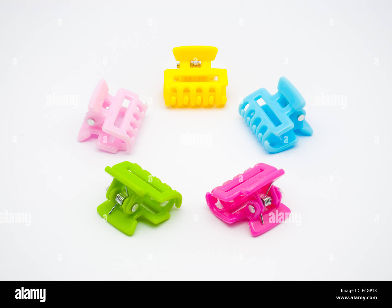 Round Pile of Colorful Hair Clips. Stock Photo