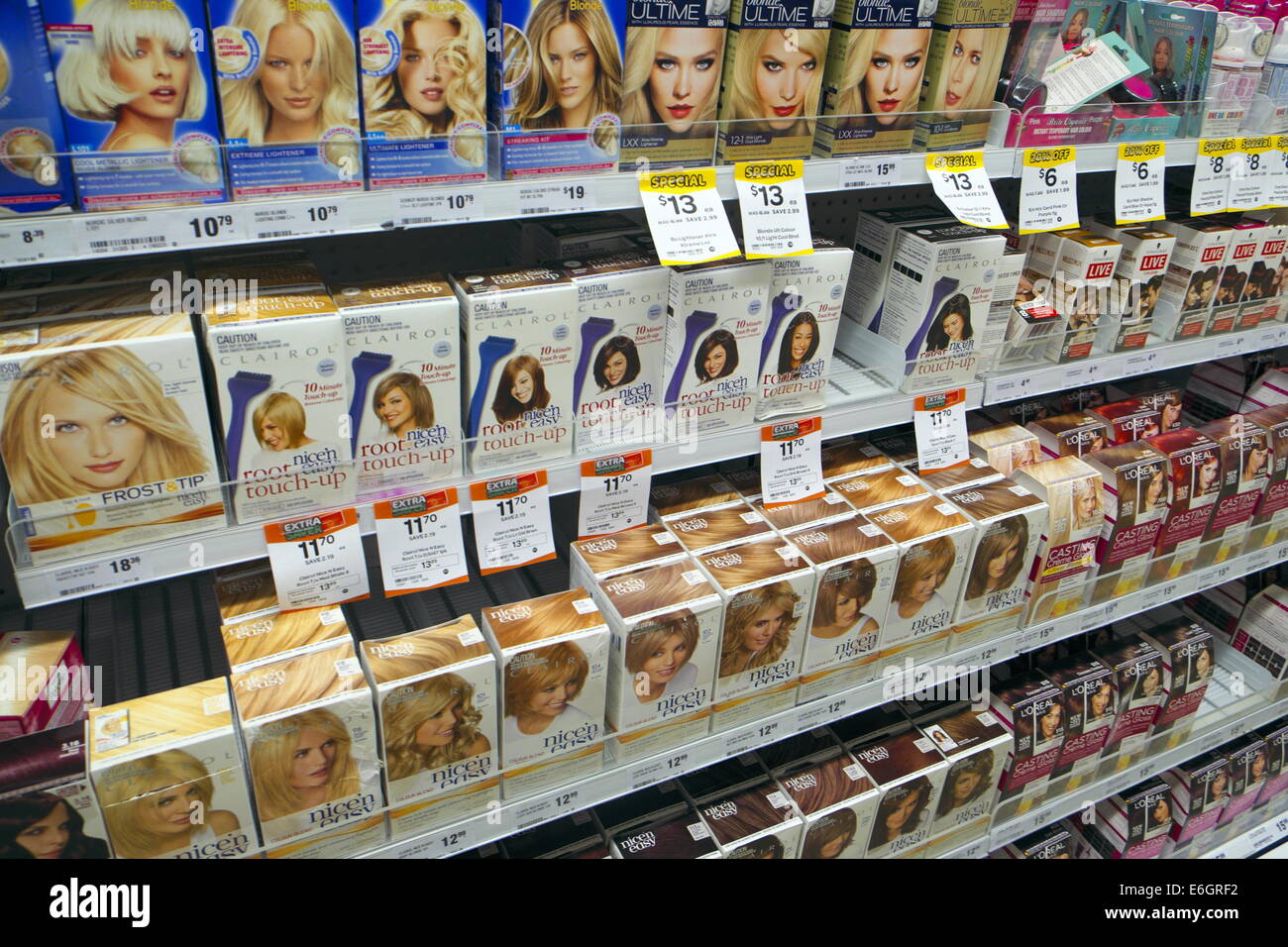 ladies hairdye Woolworths supermarket retail store sydney new south wales australia,woolworths  a major national grocery chain Stock Photo