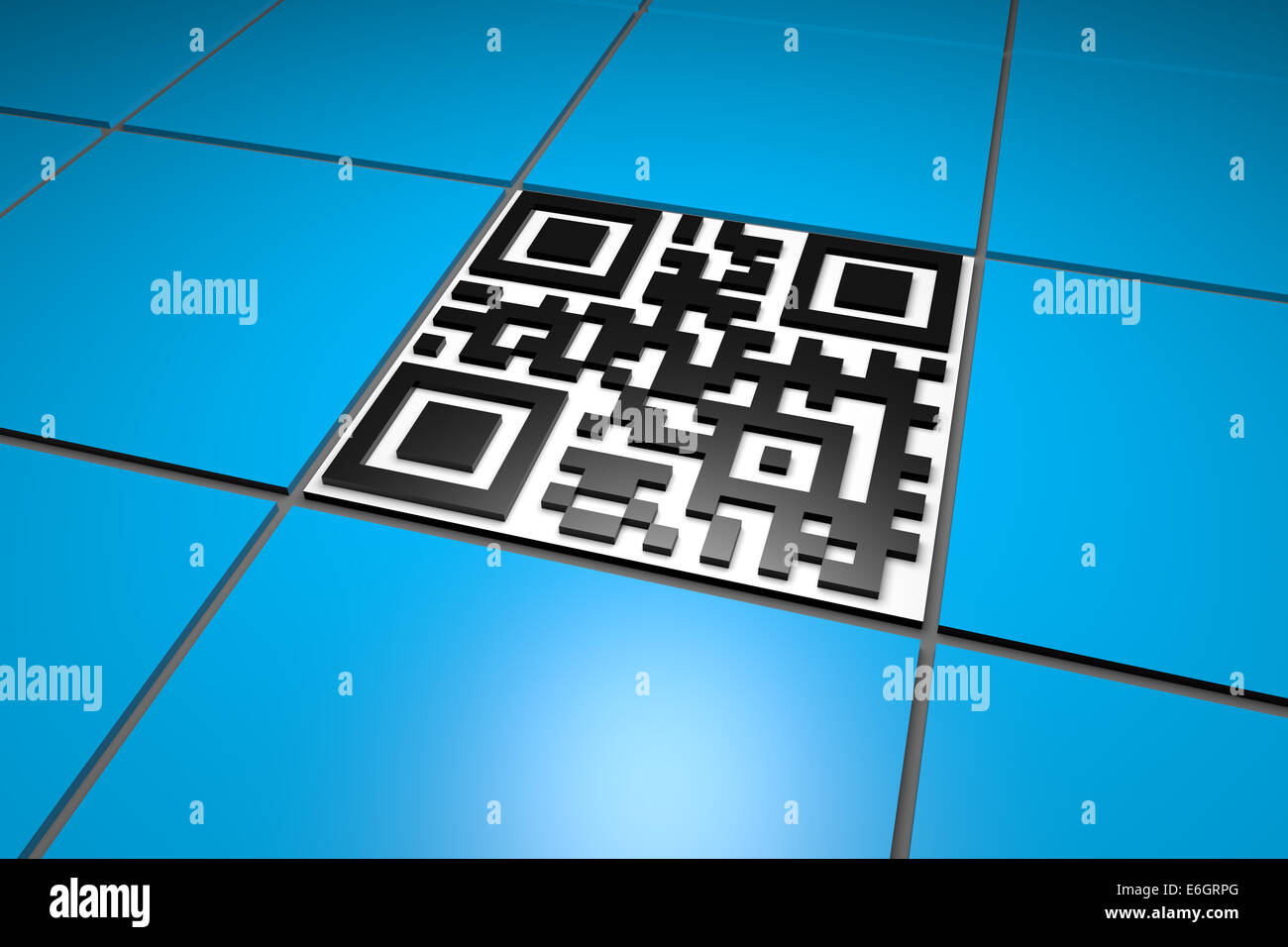 3D QR Code Tile among Blue Tiles Illustration Stock Photo Alamy