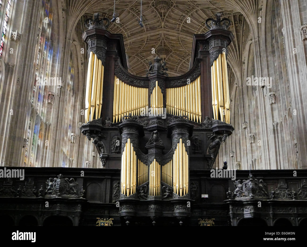 interior of kings college chapel cambridge england, showing the chapel organ Stock Photo