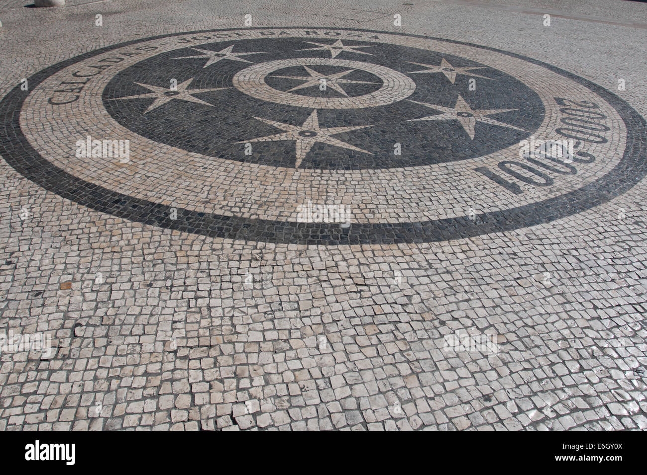 Typical stone floor Lisbon, detail of a typical floor with shapes and drawings, art Portugal, tourism Stock Photo