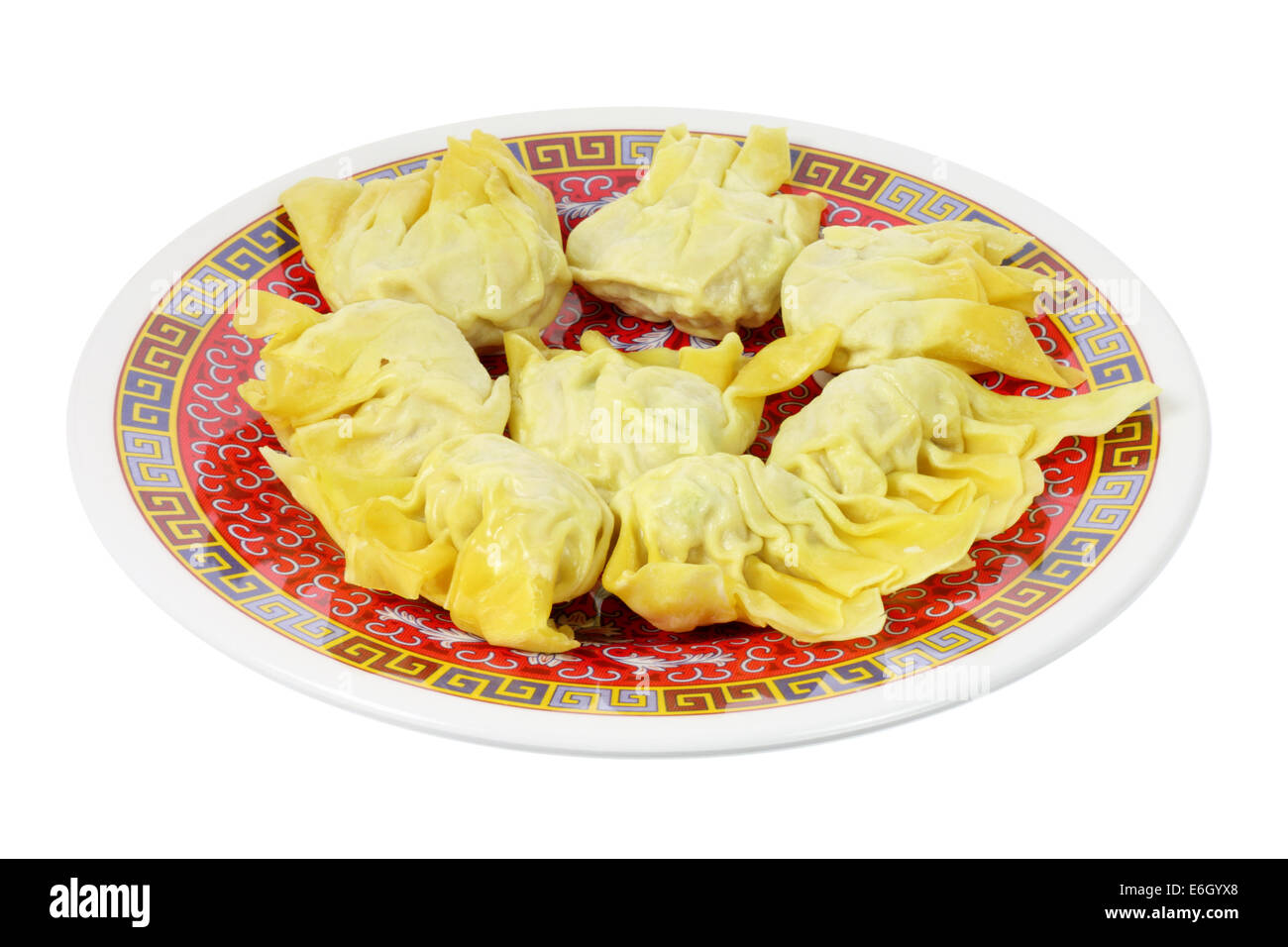 Plate of Chinese Dumplings Stock Photo
