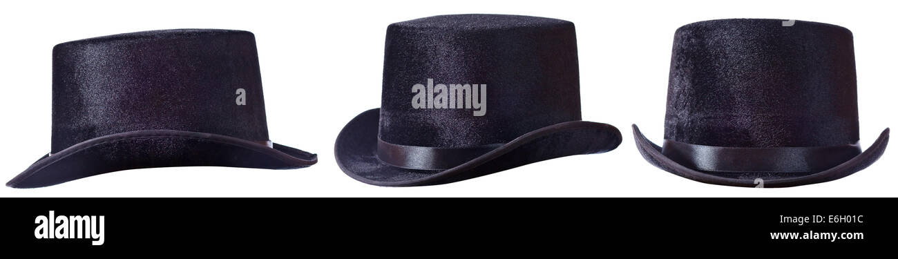 Black top hat isolated on white background Stock Photo - Alamy