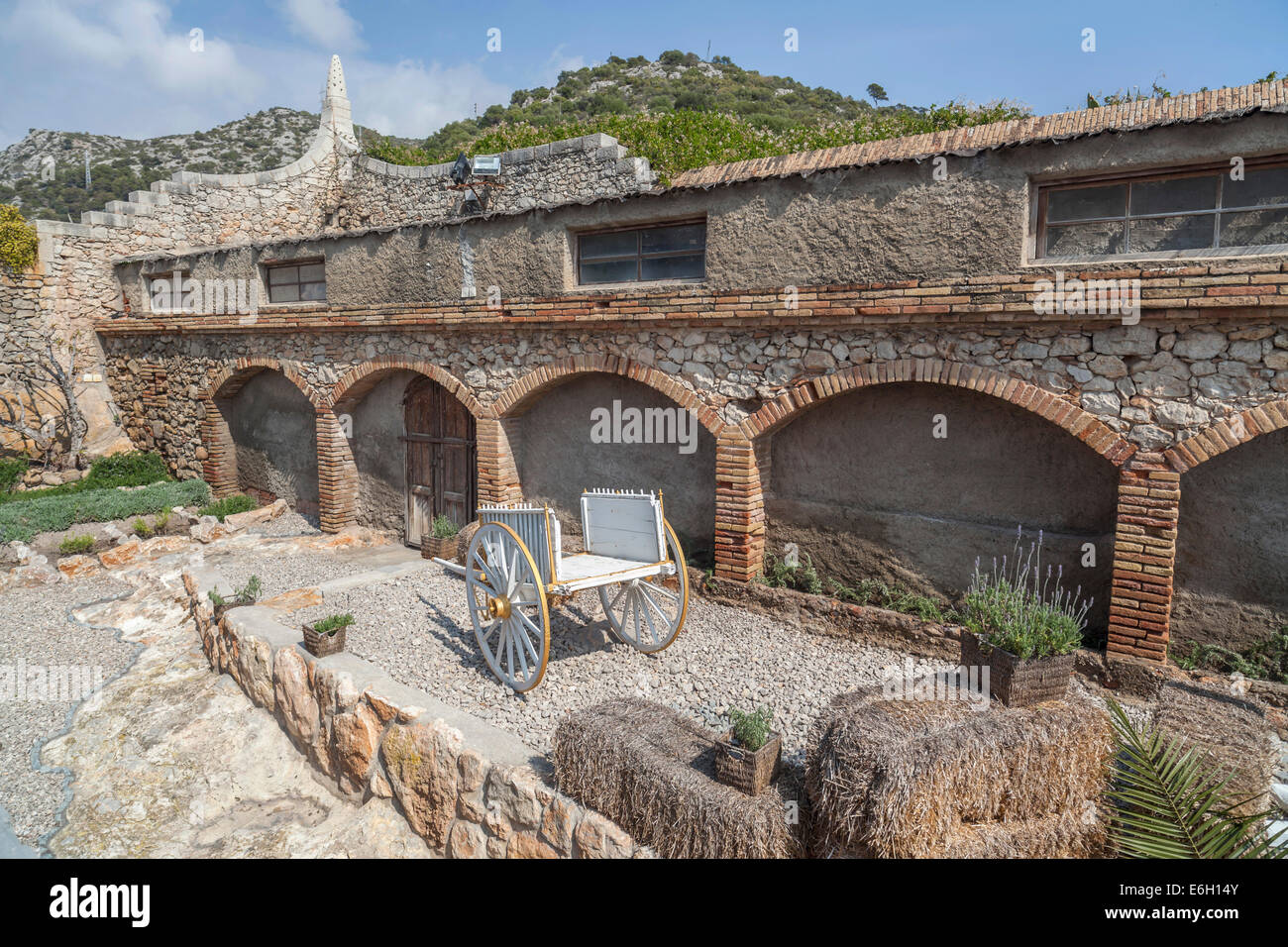 Celler Güell by Antoni Gaudí,Garraf,Sitges,Catalonia,Spain. Stock Photo