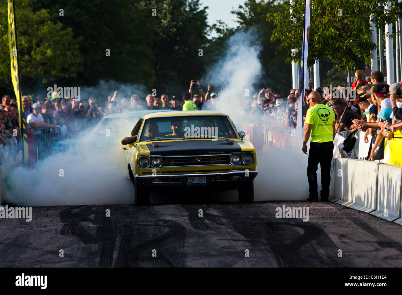 Burnout event in Västerås, Sweden 2014 Power Big Meet Stock Photo Alamy