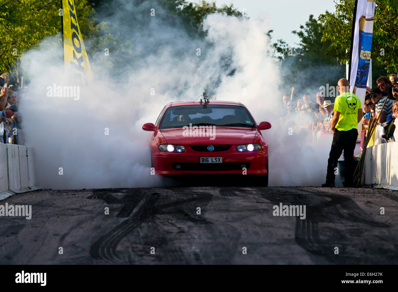 Burnout event in Västerås, Sweden 2014 Power Big Meet Stock Photo Alamy