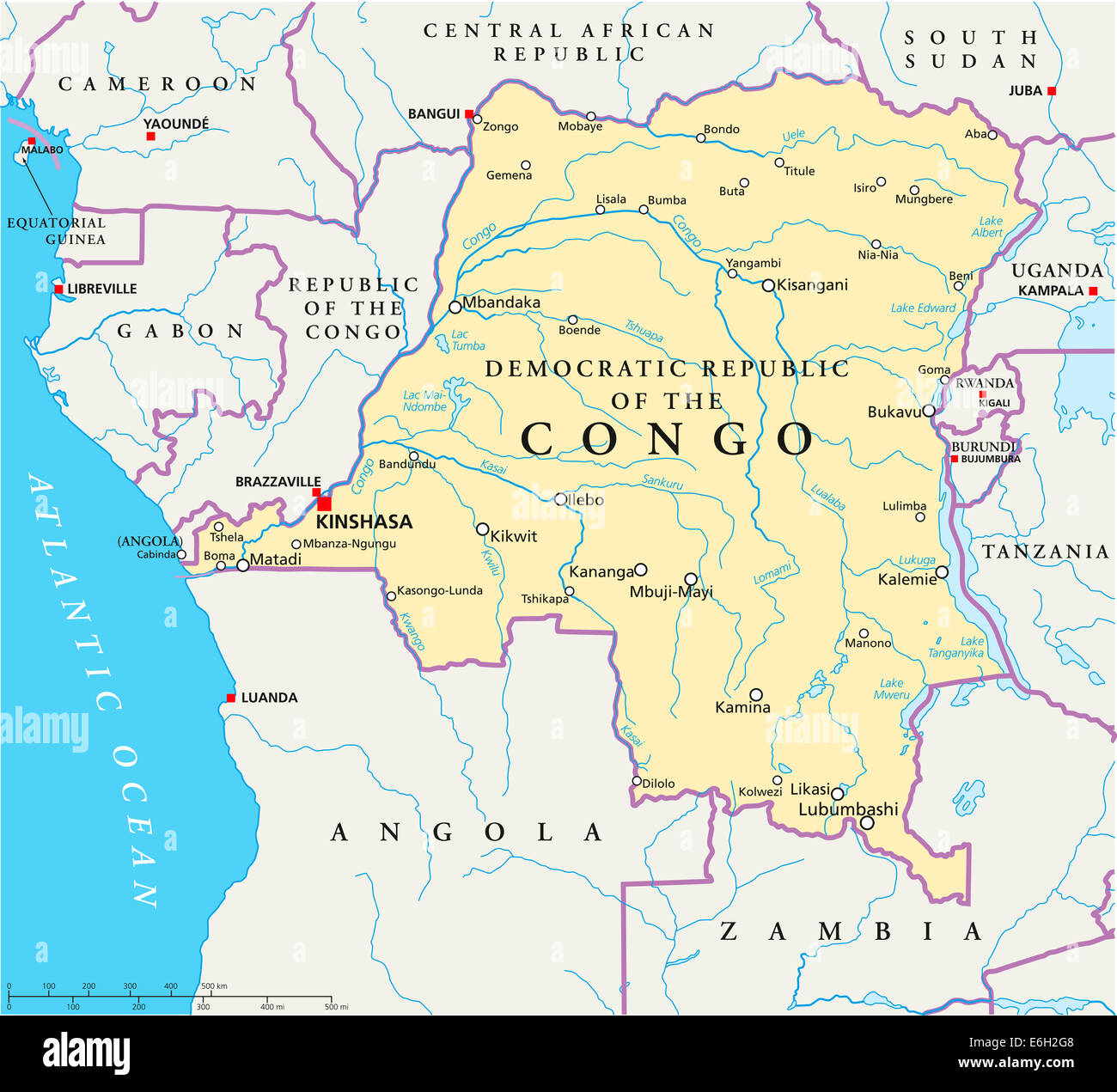 Congo Democratic Republic Political Map With Capital Kinshasa National Congo Democratic Republic Political Map With Capital Kinshasa National