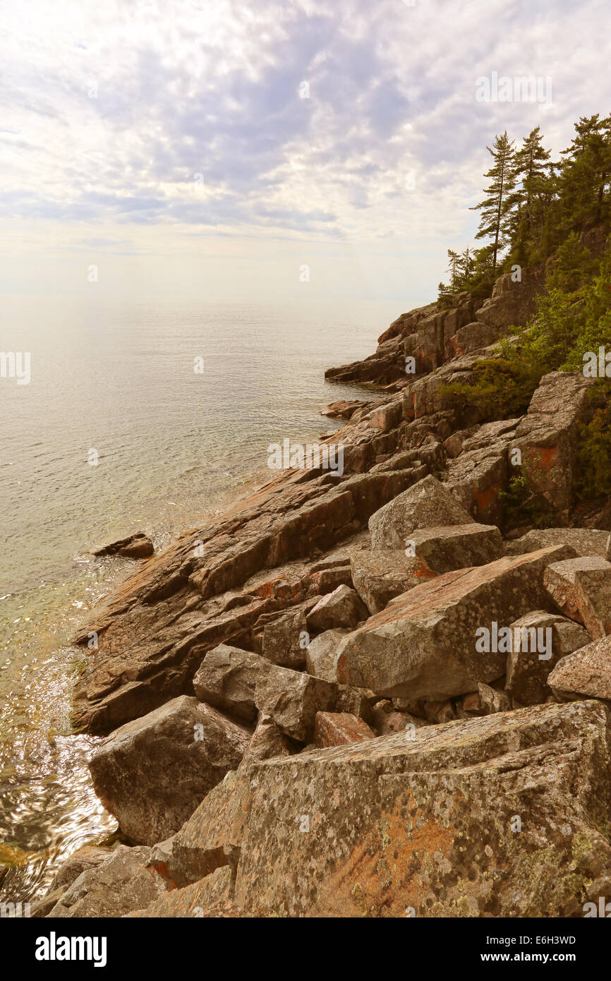 Lake Superior Rocky Shore Stock Photo