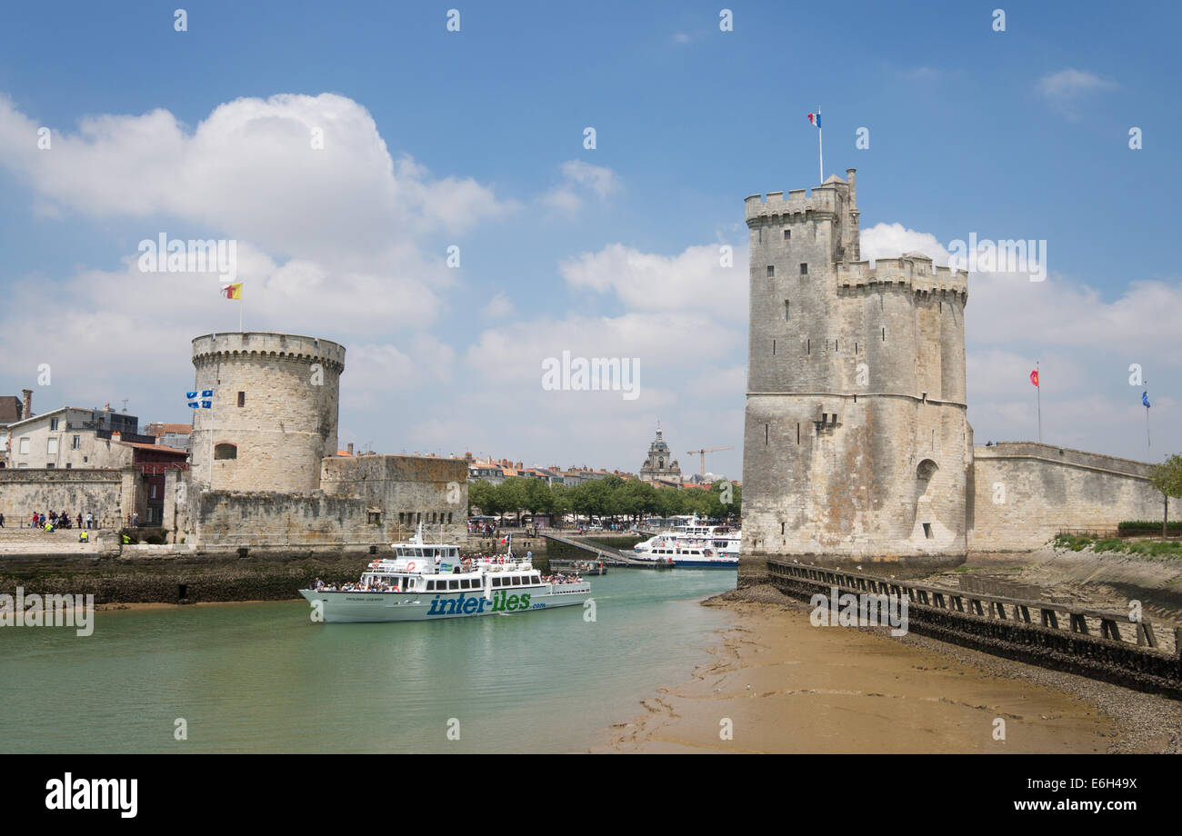 Inter Isles ferry boat Trousse-Chemise leaving La Rochelle harbour, Charente-Maritime, France, Europe Stock Photo