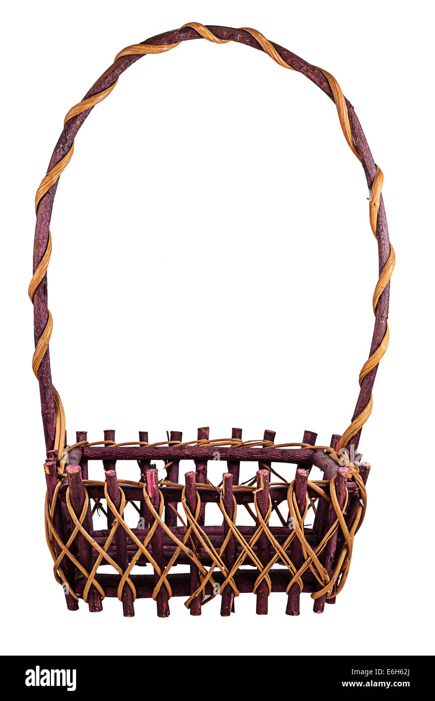 Empty wicker basket isolated on white background Stock Photo - Alamy
