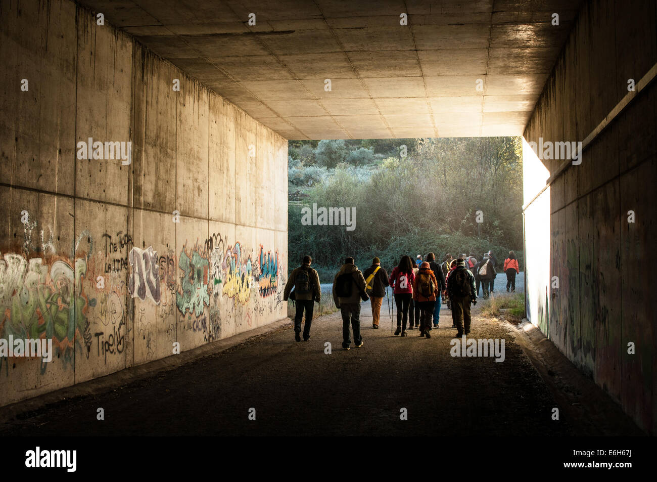 Tunnel with people Stock Photo