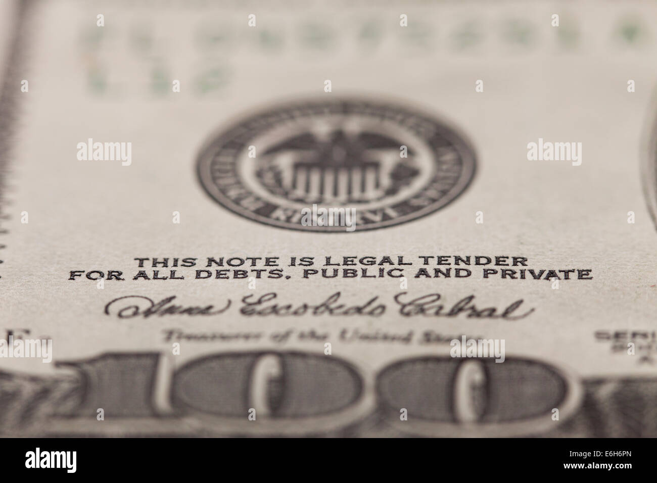 US one hundred dollar note closeup Stock Photo