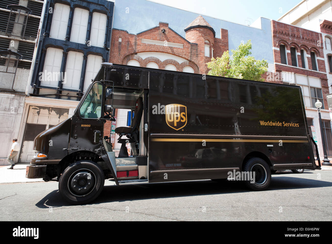 UPS delivery truck parked on street Washington, DC USA Stock Photo