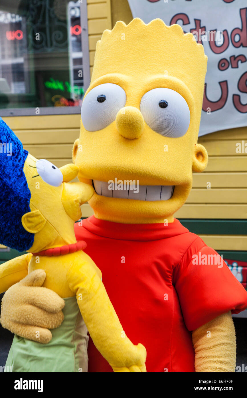 Bart Simpson television character holding sister Maggie Simpson at  Universal Studios in Orlando Florida Stock Photo - Alamy