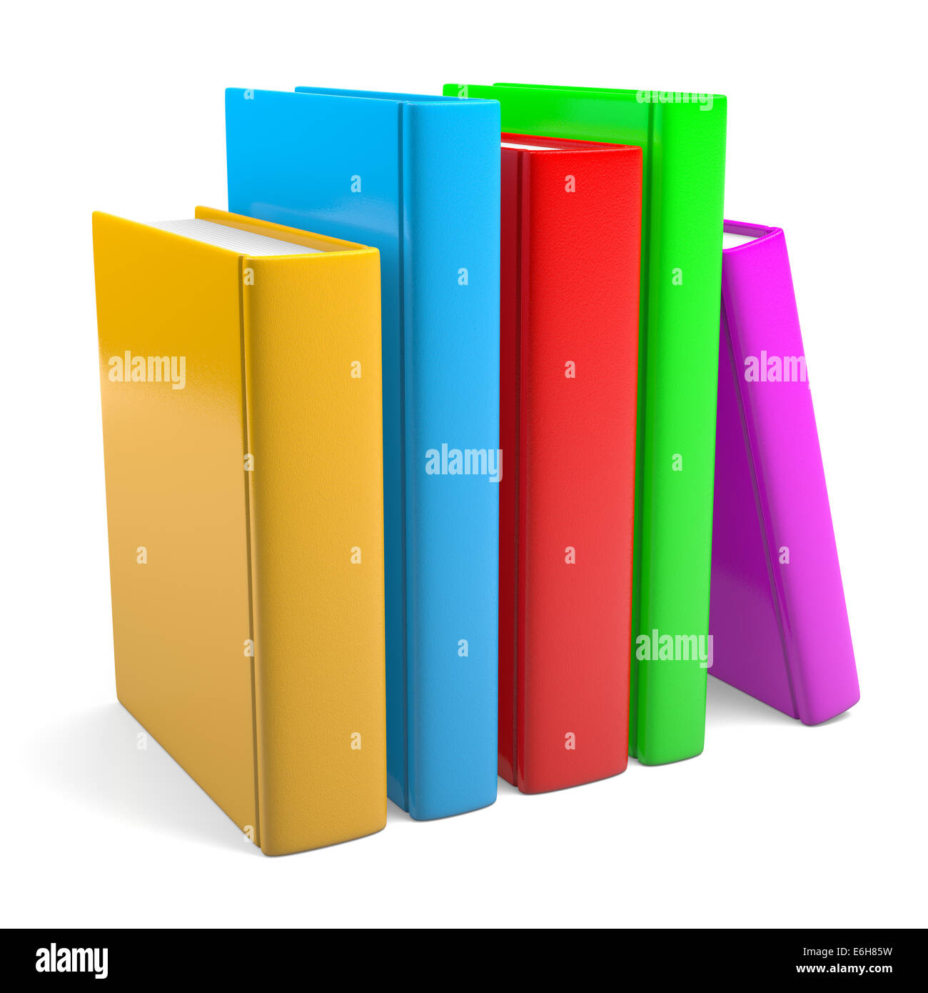Five Colored Books on White Background Stock Photo - Alamy