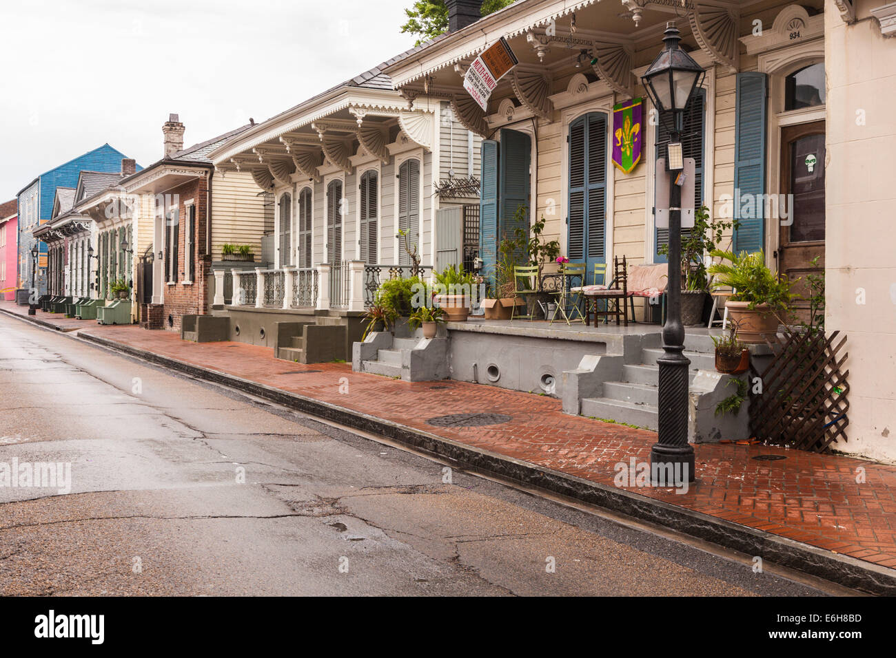 Typical residential street in the French Quarter of New Orleans, Louisiana Stock Photo