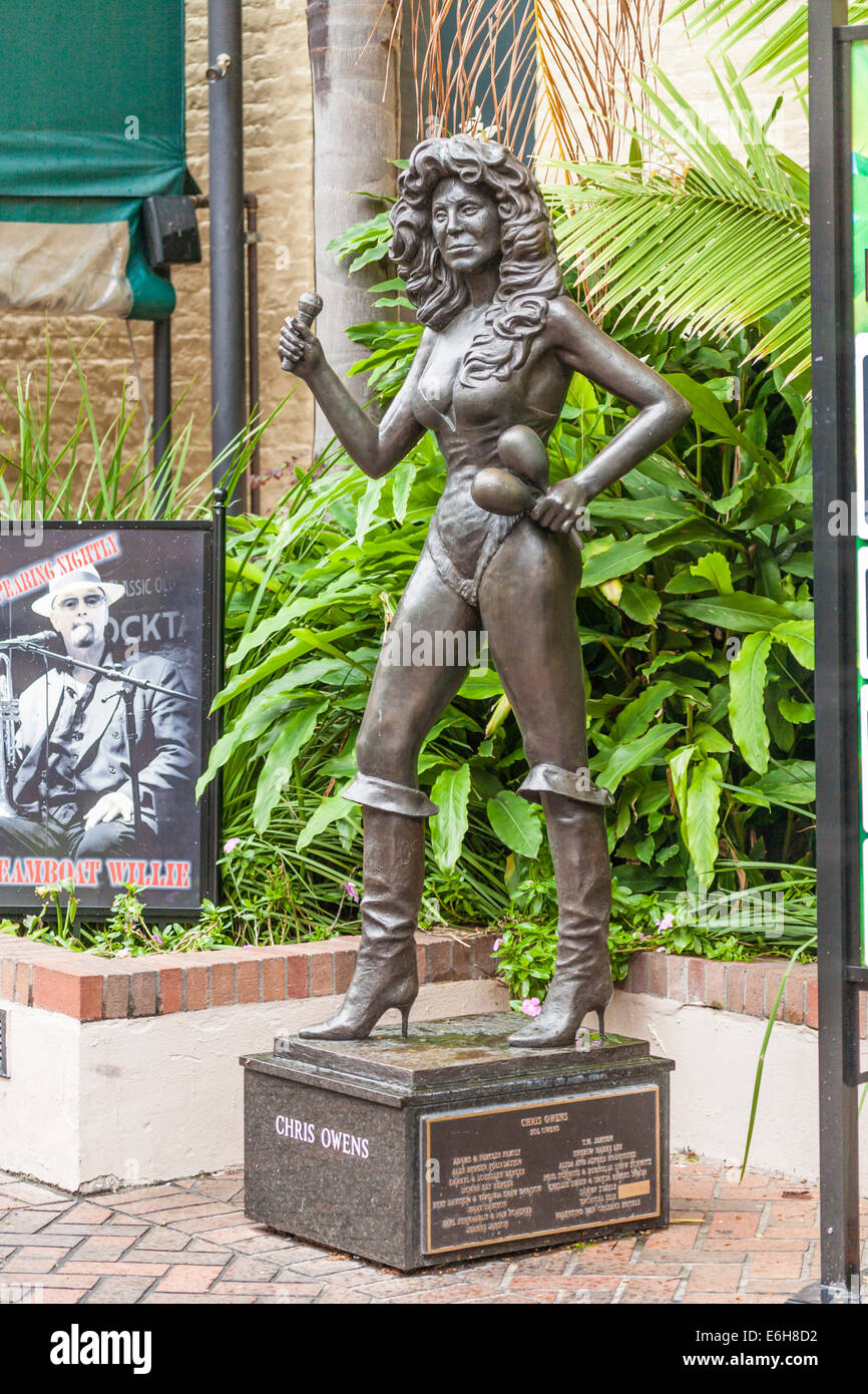 Statue of burlesque performer Chris Owens in New Orleans Musical Legends Park in the French Quarter of New Orleans, Louisiana Stock Photo