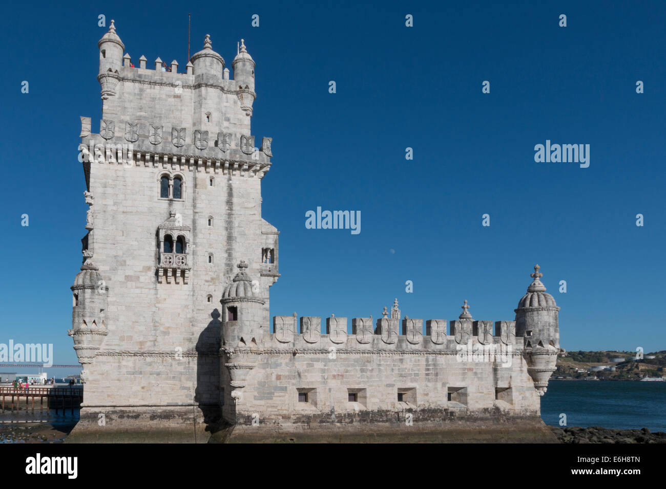 View of the beautiful monument Tower of Belem, located on Lisbon, Portugal Stock Photo