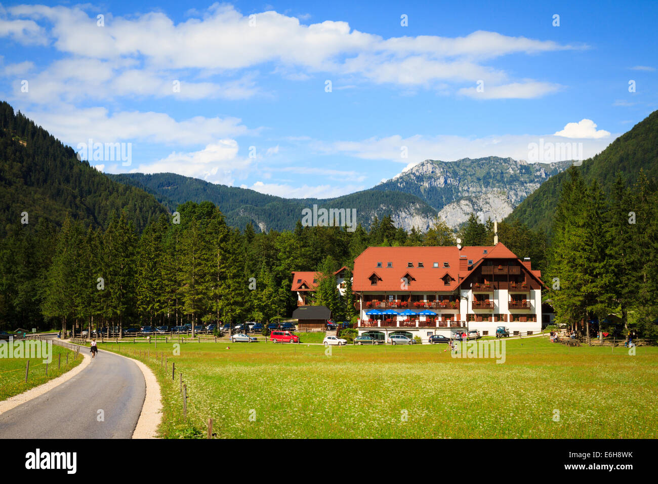 Hotel Plesnik in the beautiful Logarska Dolina, Slovenia Stock Photo