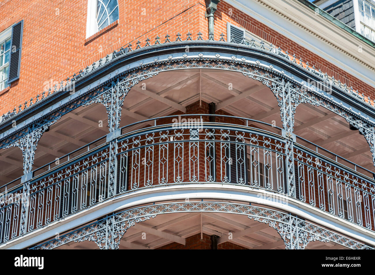 Decorative wrought Iron on balcony in the French Quarter of New Orleans