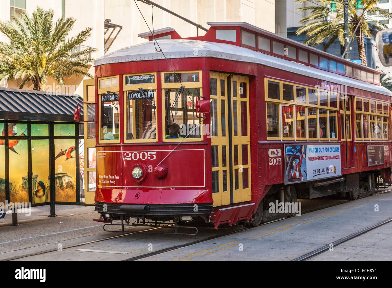 Streetcar on Canal Street in downtown New Orleans, Louisiana Stock