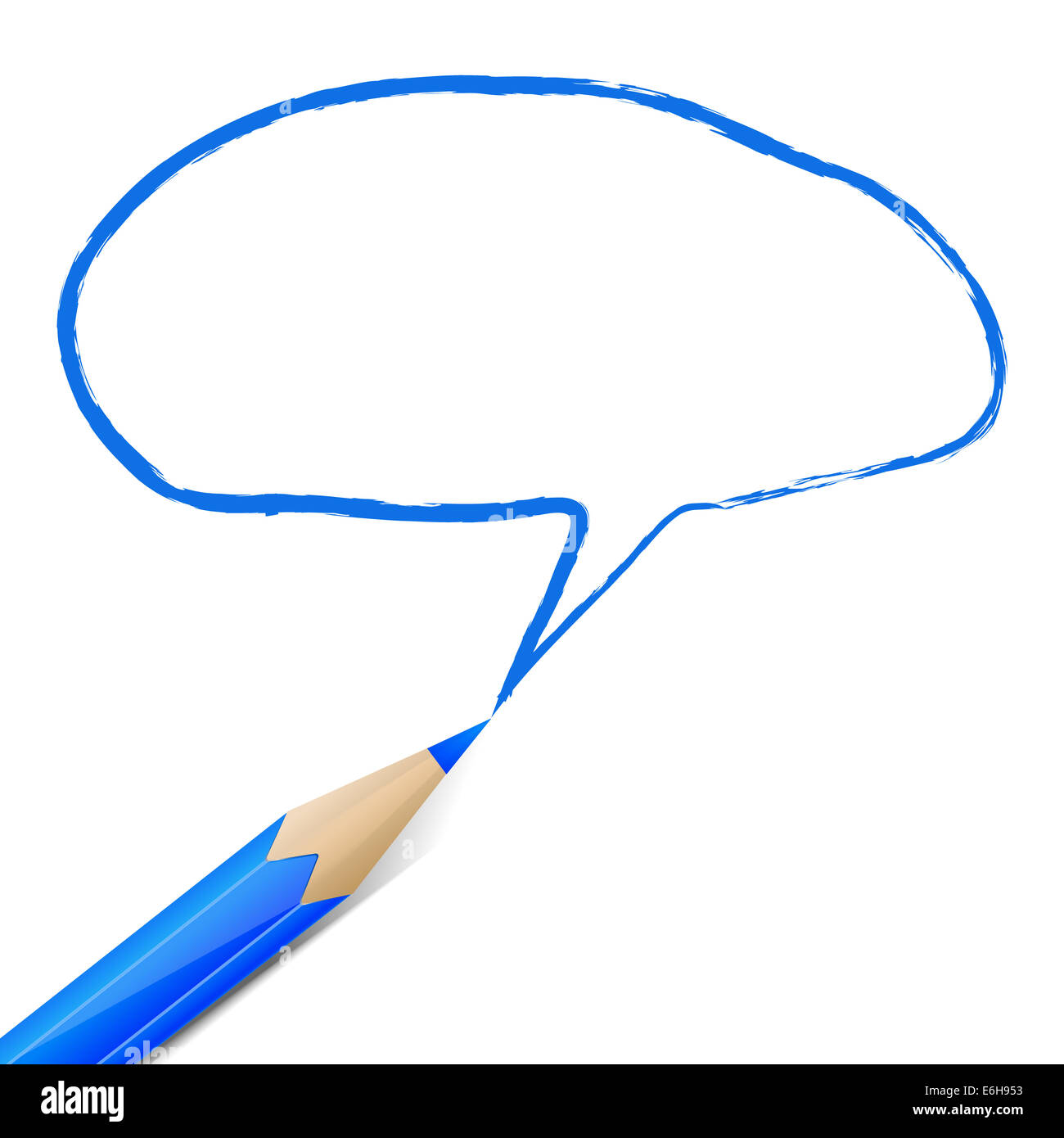 Blue speech bubble drawn with pencil Stock Photo