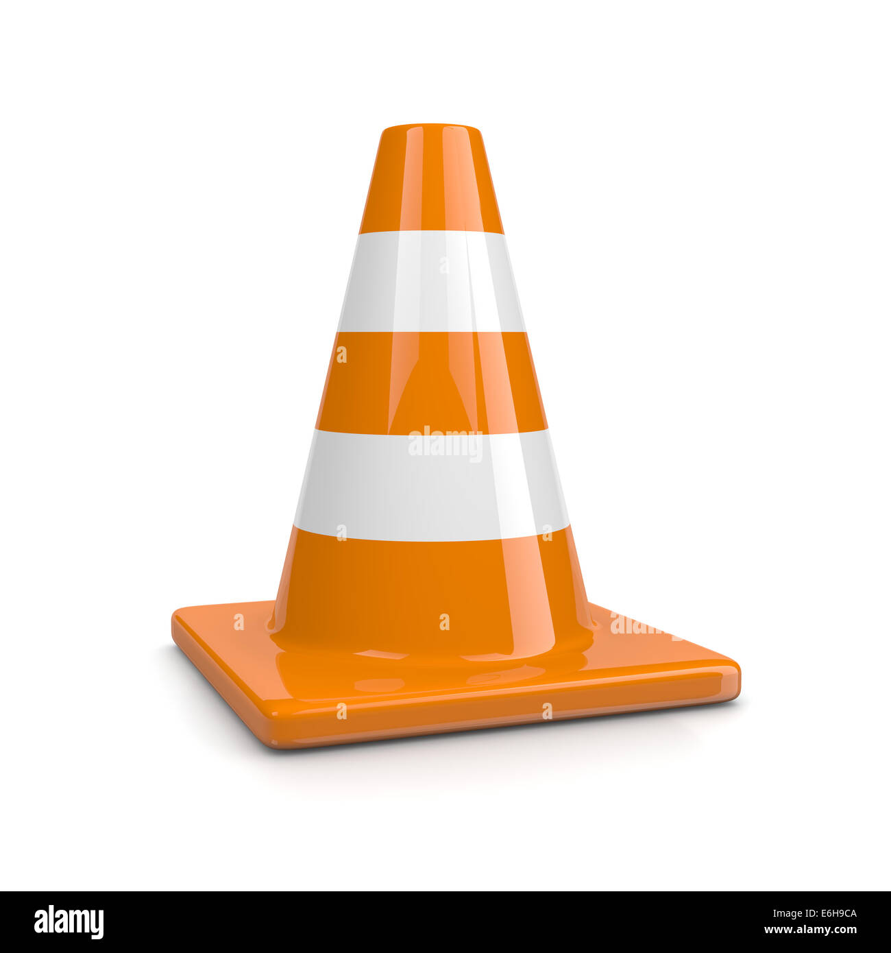 One Single Orange Traffic Cone Isolated on White Background Illustration Stock Photo