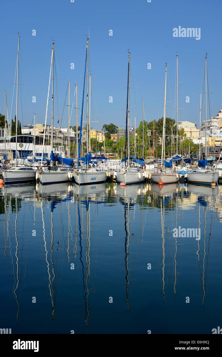 Reflections in Mikrolimano port in Athens, Greece Stock Photo