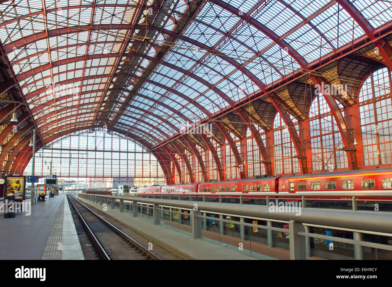 The interior of the Antwerp Train Station, considered to be among the most beautiful in the world. Stock Photo
