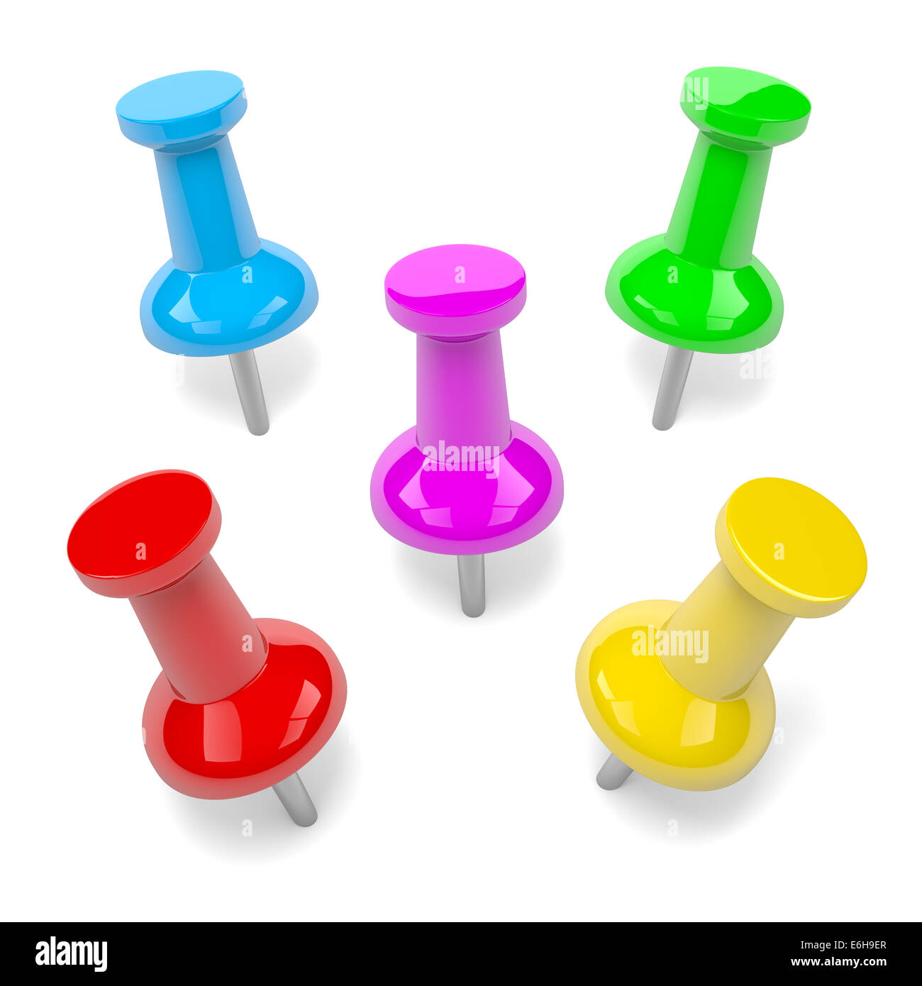 Colorful Pushpin Series Isolated on White Background Stock Photo