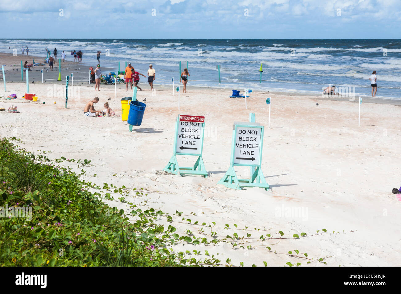 Vehicle traffic signs on the beach at Daytona Beach, Florida Stock Photo