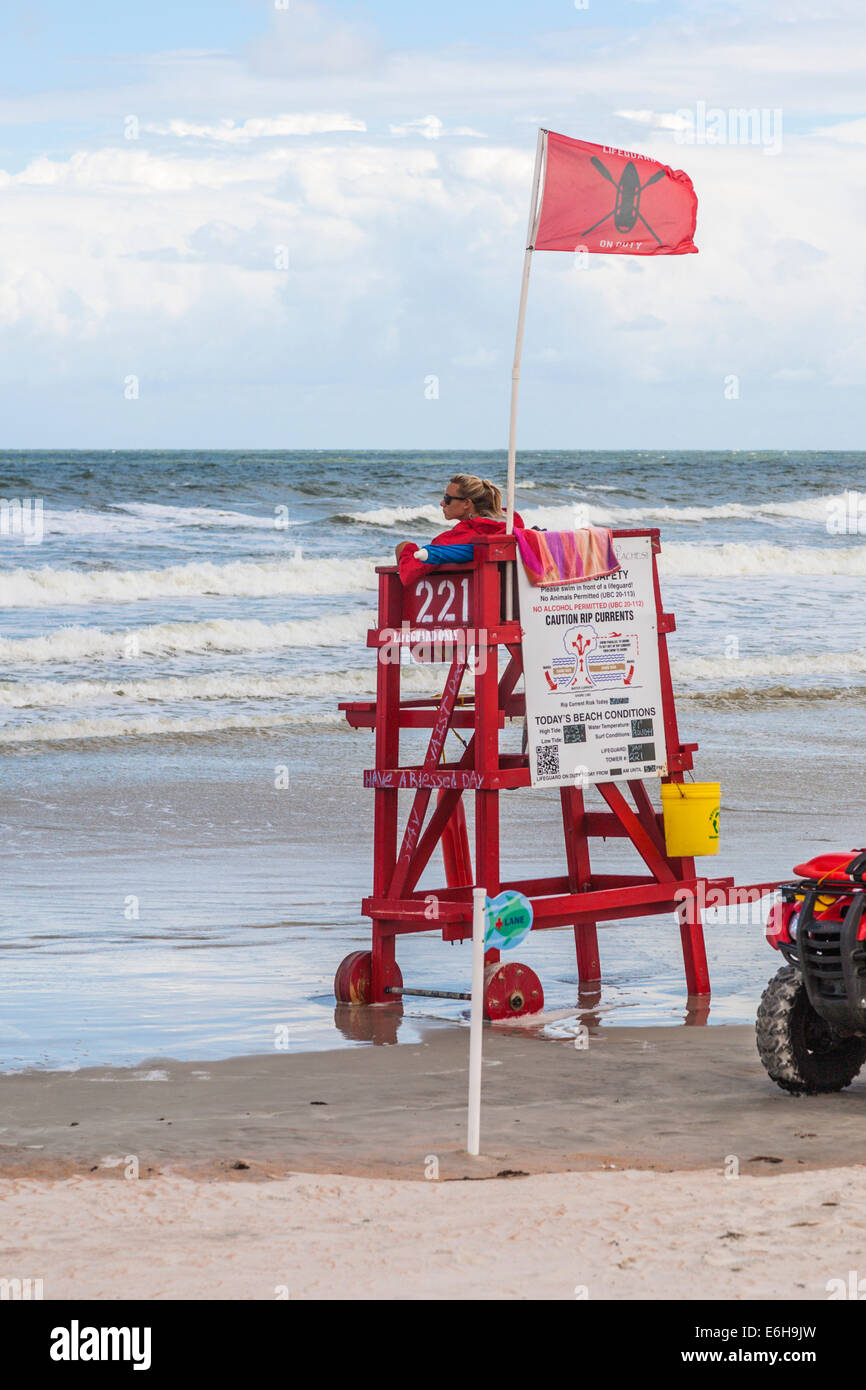 Lifeguard watches over the beach at Daytona Beach, Florida Stock Photo