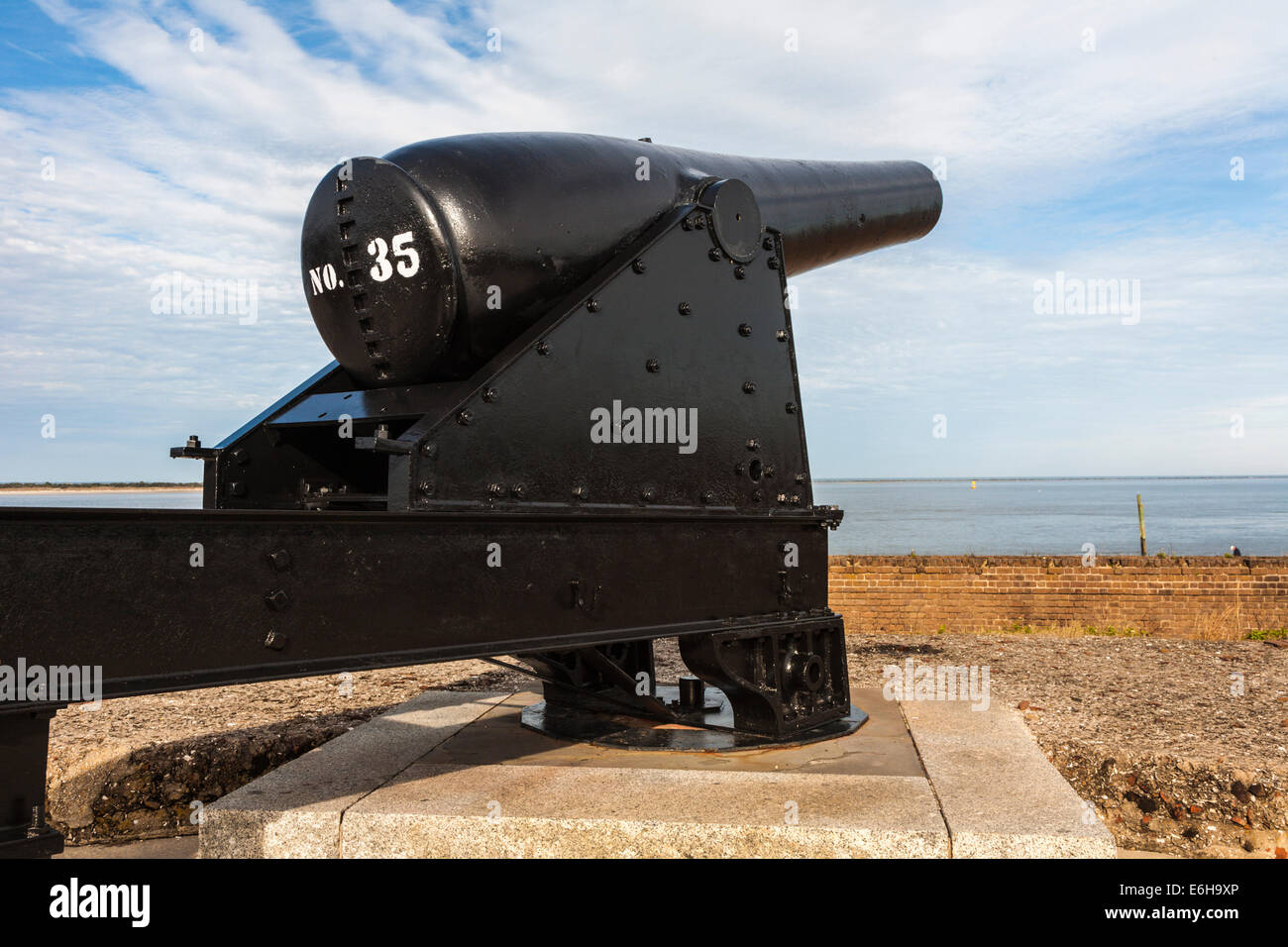 Ten inch smoothbore cannon at Fort Clinch in Fort Clinch State Park at Fernandina Beach, Florida Stock Photo