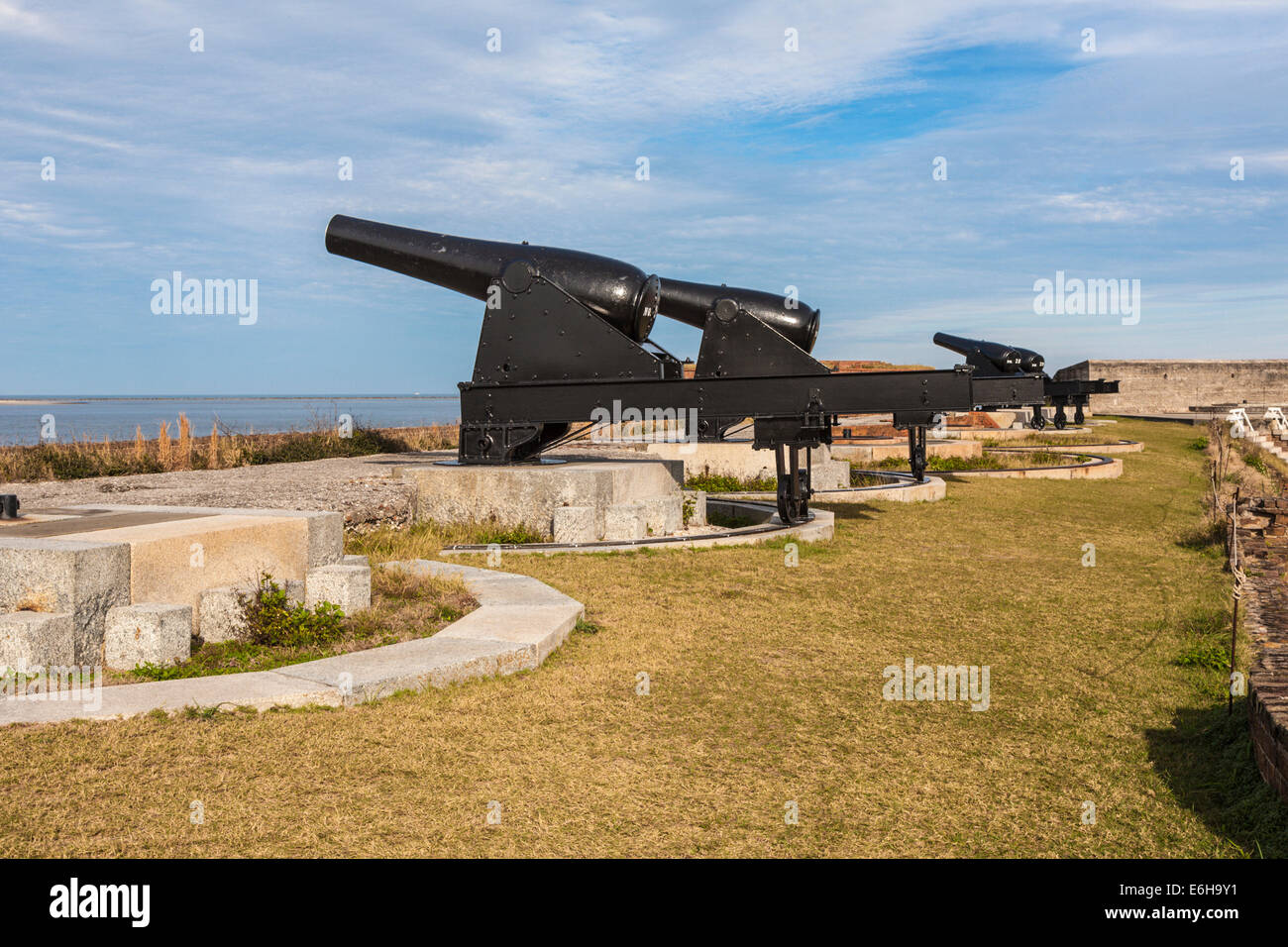 Ten inch smoothbore cannon at Fort Clinch in Fort Clinch State Park at Fernandina Beach, Florida Stock Photo