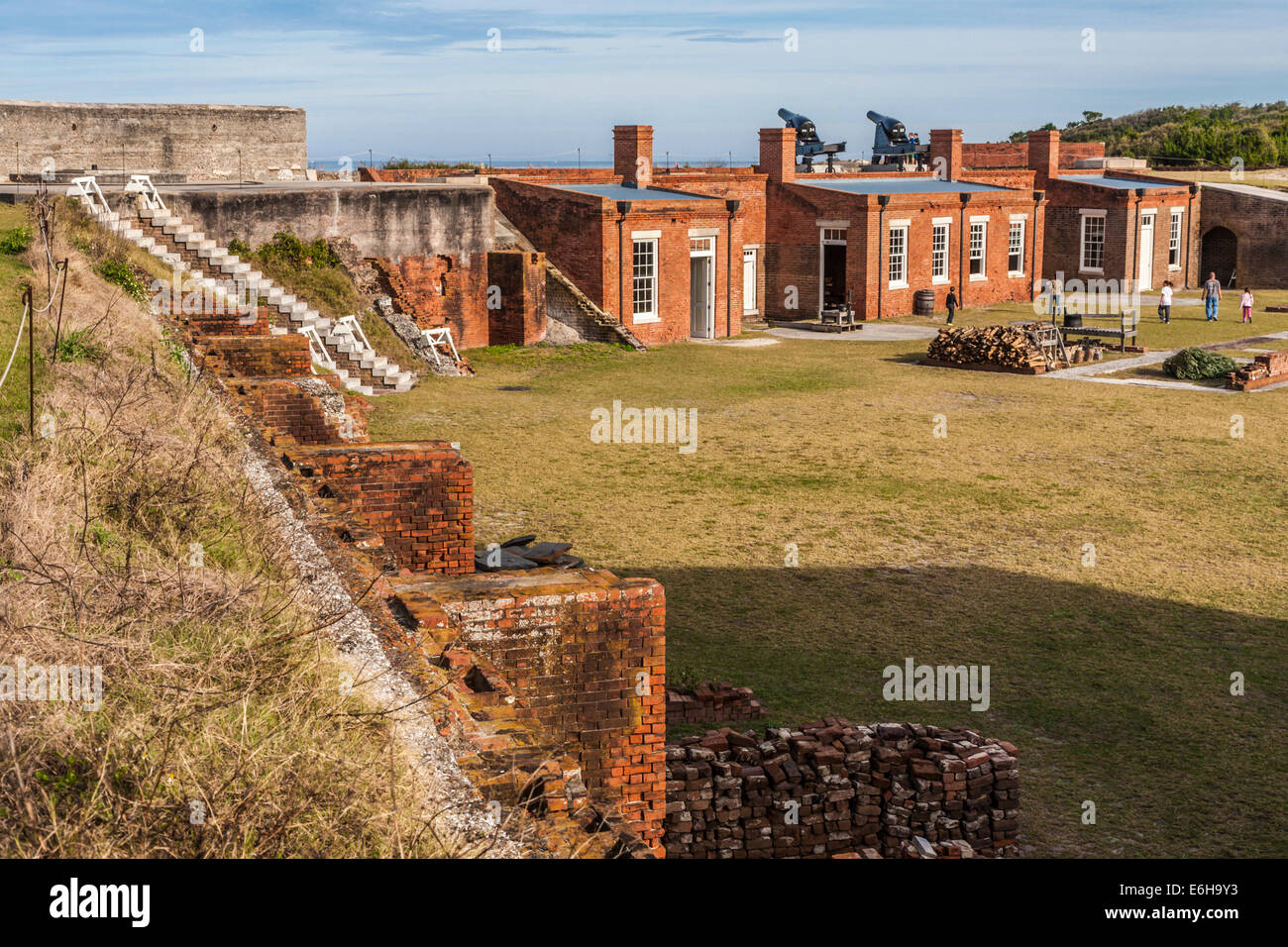 Interior grounds and buildings at Fort Clinch in Fort Clinch State Park at Fernandina Beach, Florida Stock Photo