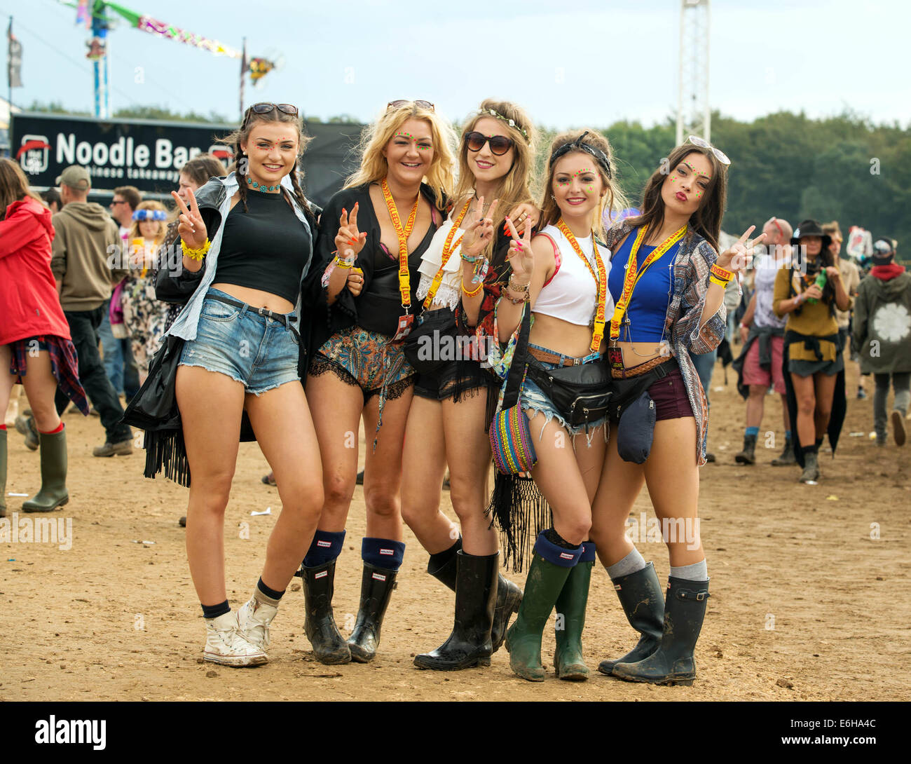 Leeds, UK. 23rd Aug, 2014. Festival goers enjoy the atmosphere during the second day of Leeds Festival at Bramham Park on August 23, 2014 in Leeds, United Kingdom Credit:  Sam Kovak/Alamy Live News Stock Photo