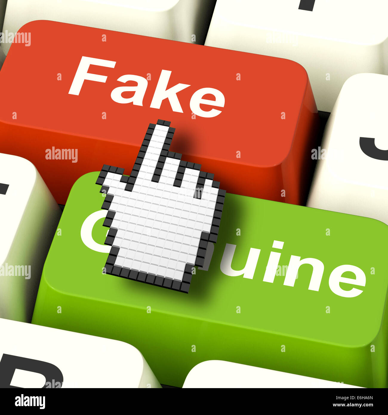 Fake Computer Meaning Artificial or Faked Product Stock Photo - Alamy