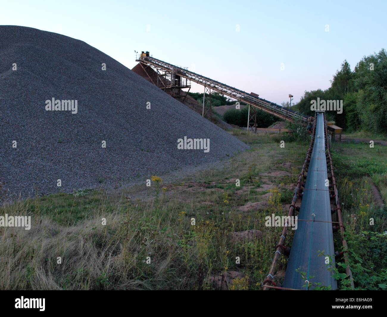 Conveyor belt at a Quarry, Holt Heath, Worcestershire, UK Stock Photo