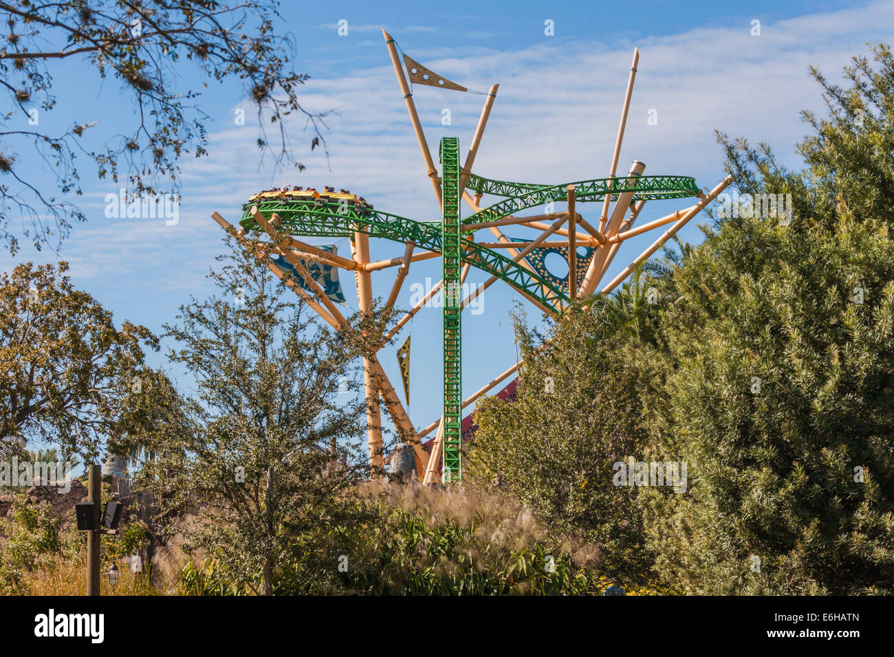 Park Guests Riding Cheetah Hunt Roller Coaster At Busch Gardens