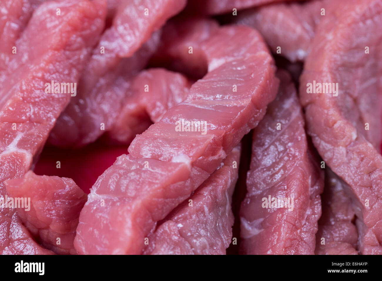 Thinly sliced raw British beef Stock Photo Alamy