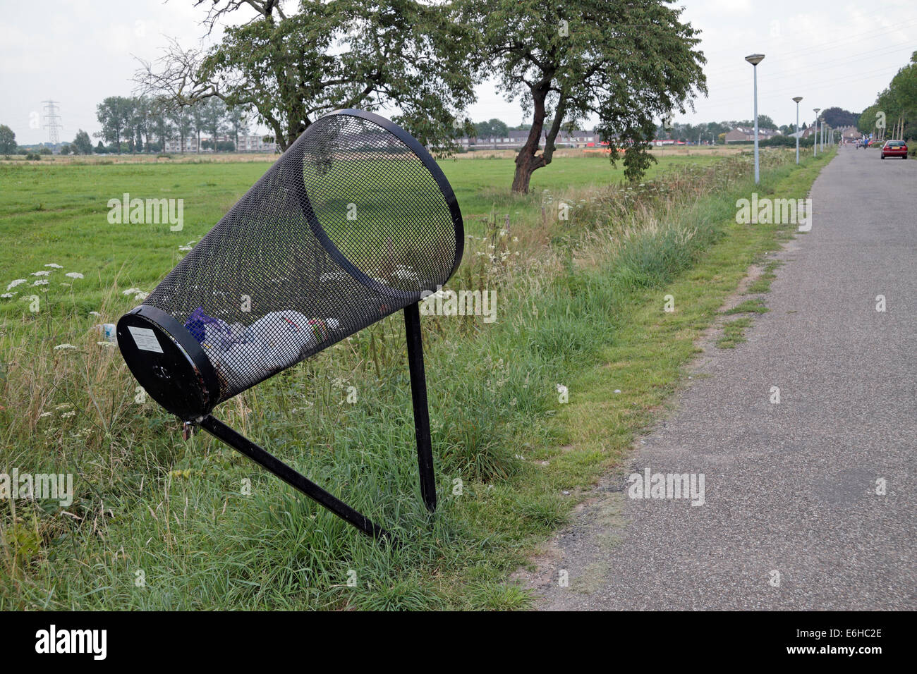 A "blikvanger" or "can catcher" cycle path rubbish bin near Arnhem