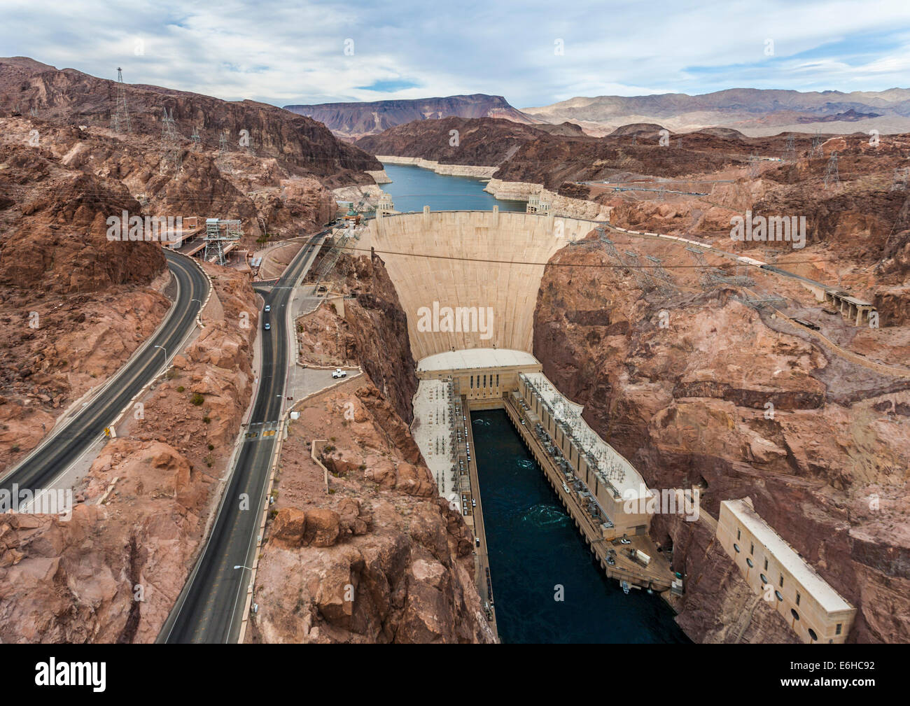 Lake Mead reservoir behind the Hoover Dam in the Black Canyon of the Colorado River near Boulder City, Nevada Stock Photo